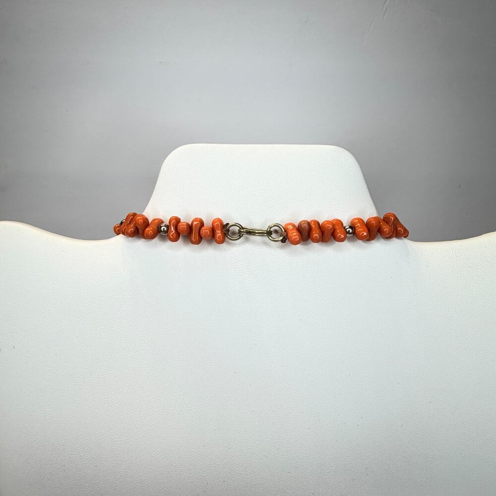 Vintage Tribal Faux Coral & Carnelian Statement Necklace | Boho Ethnic Beaded - Picture 13 of 14